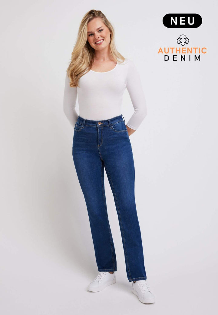 wonderjeans High Waist Straight Authentic Denim Blue